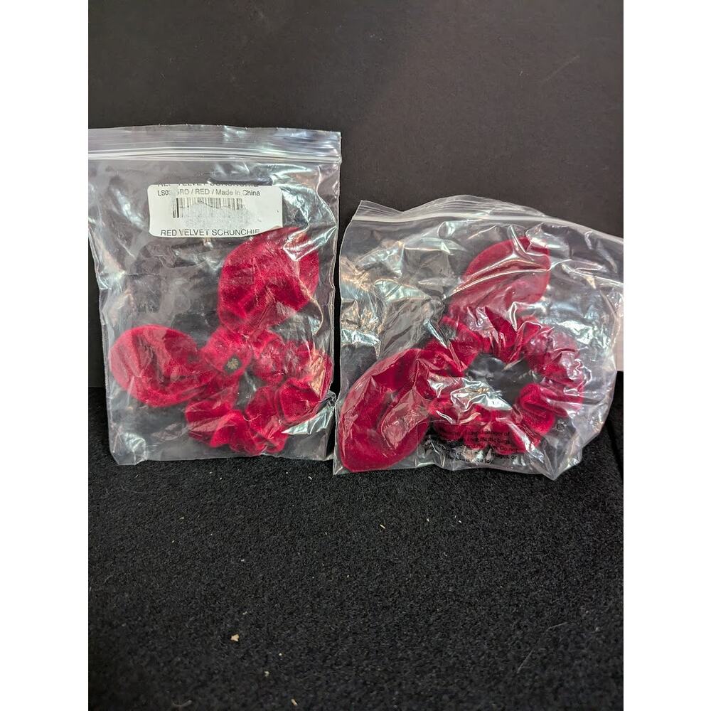 LELE SADOUGHI set of 3 small elastic 4" red Velvet Bow new scrunchie crimson - Picture 2 of 4